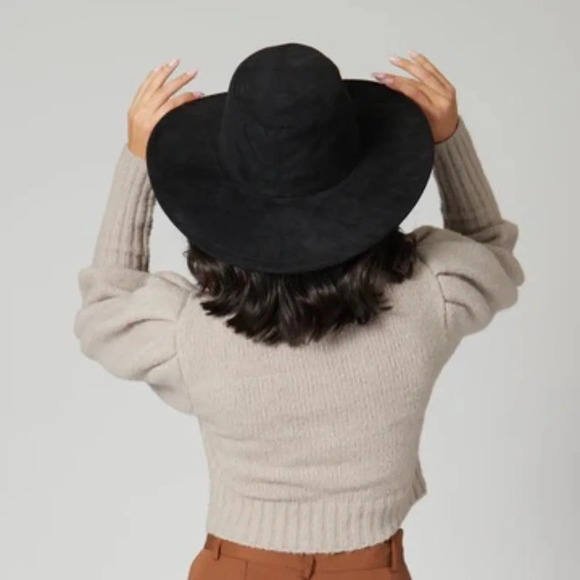 NWT Anthropologie San Diego Hat Company Black Faux Suede Fedora - Picture 3 of 11